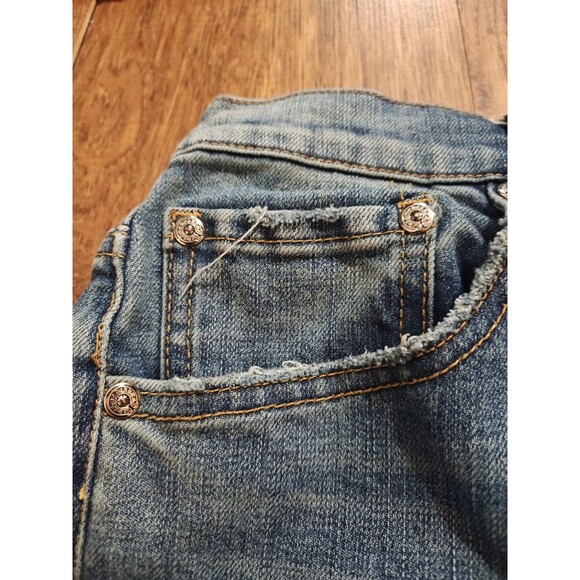 Chrome Hearts Blue Denim Jeans Pants Size 32x30 Black Leather Lamb Crosses - Picture 3 of 12